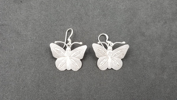 STERLING SILVER WIRE DANGLE BUTTERFLY EARRINGS