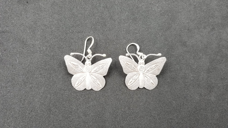 STERLING SILVER WIRE DANGLE BUTTERFLY EARRINGS