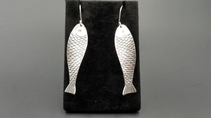 STERLING SILVER WIRE DANGLE TWISTED FISH DESIGNS EARRINGS