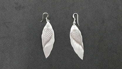 STERLING SILVER WIRE DANGLE FISH DESIGNS EARRINGS
