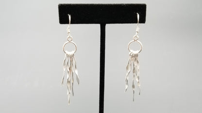 STERLING SILVER WIRE LONG DANGLE DESIGNS EARRINGS