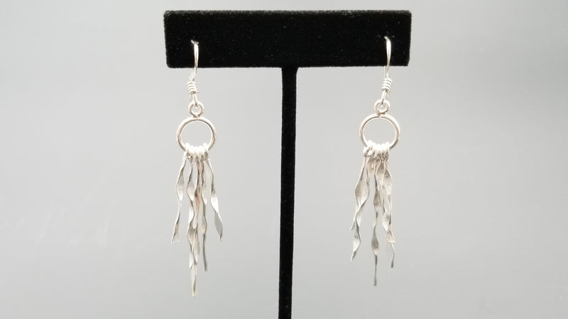 STERLING SILVER WIRE LONG DANGLE DESIGNS EARRINGS