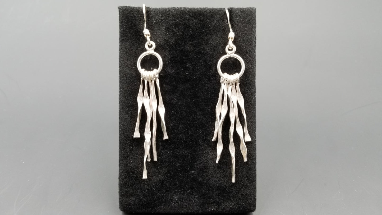 STERLING SILVER WIRE LONG DANGLE DESIGNS EARRINGS