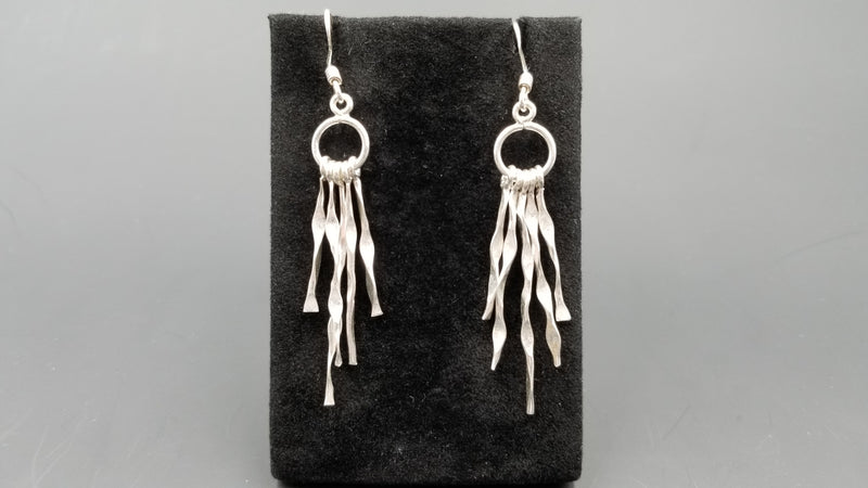 STERLING SILVER WIRE LONG DANGLE DESIGNS EARRINGS