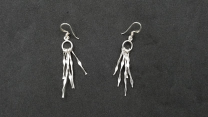 STERLING SILVER WIRE LONG DANGLE DESIGNS EARRINGS