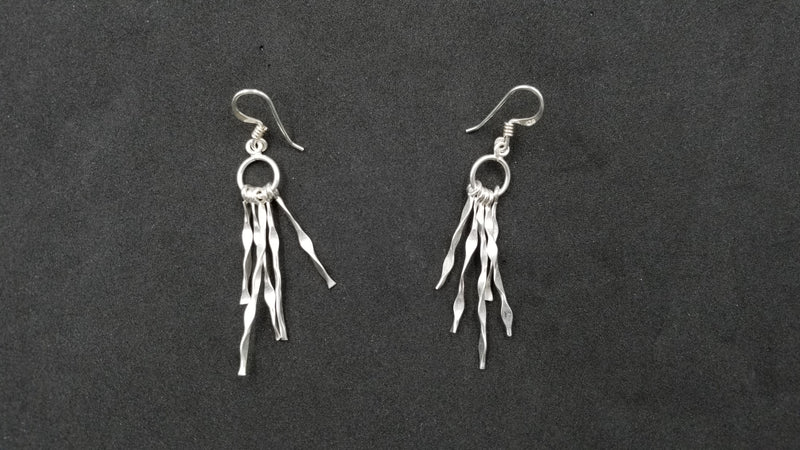 STERLING SILVER WIRE LONG DANGLE DESIGNS EARRINGS