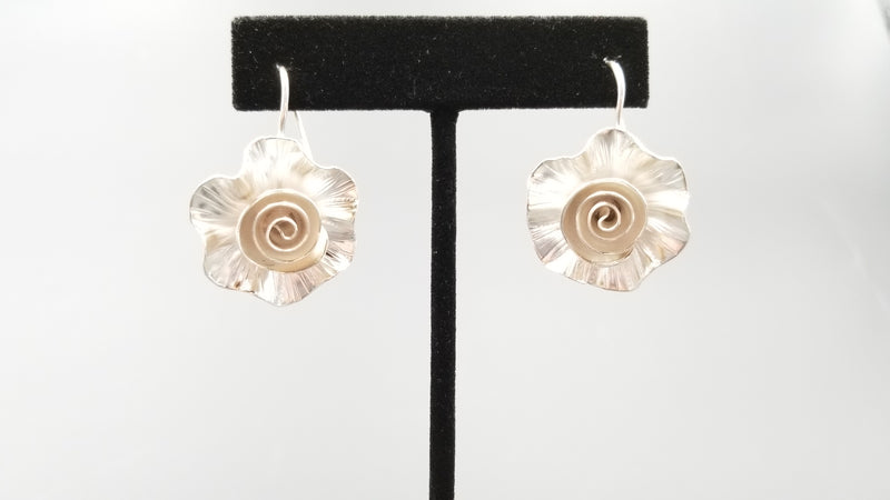 STERLING SILVER WIRE FLOWER DESIGNS EARRINGS