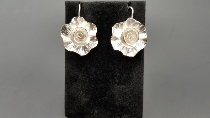 STERLING SILVER WIRE FLOWER DESIGNS EARRINGS