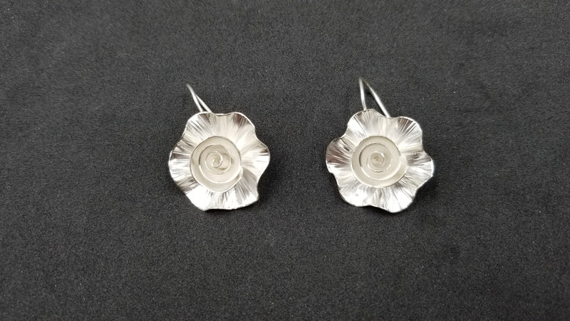 STERLING SILVER WIRE FLOWER DESIGNS EARRINGS