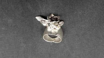 STERLING SILVER FUN CHARMS RING ( SIZE ADJUSTABLE )