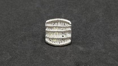 STERLING SILVER WIDE RING ( SIZE ADJUSTABLE )