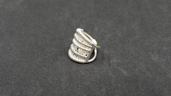 STERLING SILVER WIDE RING ( SIZE ADJUSTABLE )