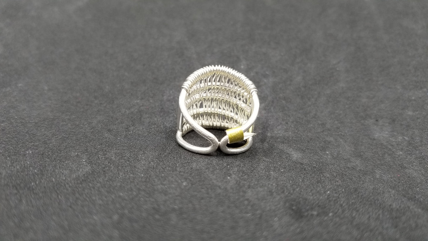 STERLING SILVER WIDE RING ( SIZE ADJUSTABLE )