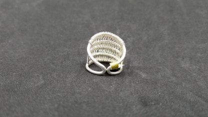 STERLING SILVER WIDE RING ( SIZE ADJUSTABLE )