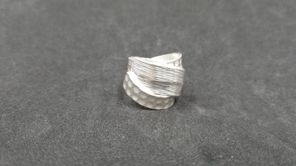 STERLING SILVER WIDE RING ( SIZE ADJUSTABLE )