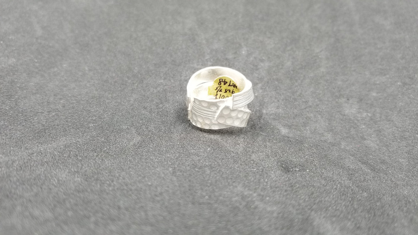 STERLING SILVER WIDE RING ( SIZE ADJUSTABLE )