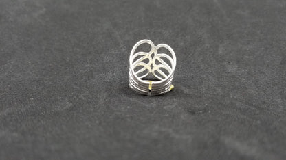 STERLING SILVER WIDE RING ( SIZE ADJUSTABLE )