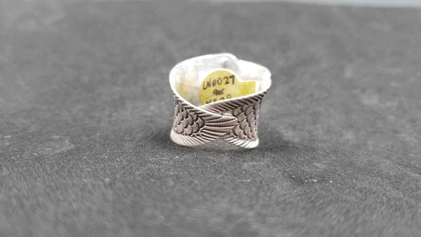 STERLING SILVER FISH STYLE RING ( SIZE ADJUSTABLE )
