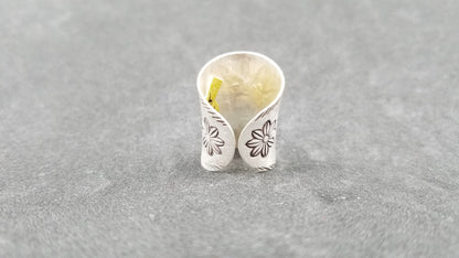 STERLING SILVER DESIGNS RING ( SIZE ADJUSTABLE )