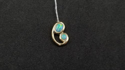 OPAL ( AUSTRALIAN ) WITH DIAMOND BEZEL SET 14 KT YELLOW GOLD MOTHER AND SON PENDANT