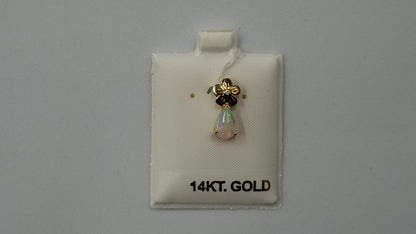 OPAL ( AUSTRALIAN ) PEAR SHAPE WITH DIAMOND 14 KT YELLOW GOLD PENDANT