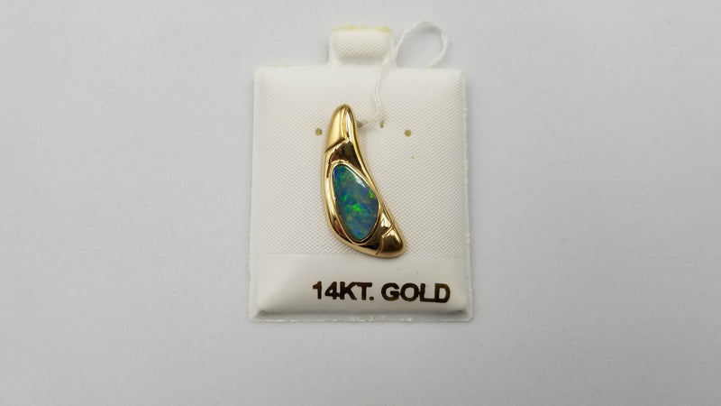 BOULDER OPAL DOUBLET FREEFORM 14 KT YELLOW GOLD PENDANT