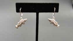 STERLING SILVER W/ MOTHER OF PEARLS FISH DANGLE EARRINGS