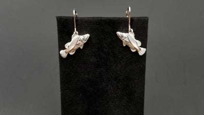 STERLING SILVER W/ MOTHER OF PEARLS FISH DANGLE EARRINGS