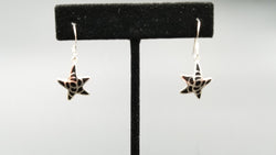 STERLING SILVER W/ BLACK STONES STARFISH DANGLE EARRINGS