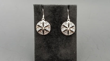 STERLING SILVER W/ BLACK AGATE FLOWER DANGLE EARRING