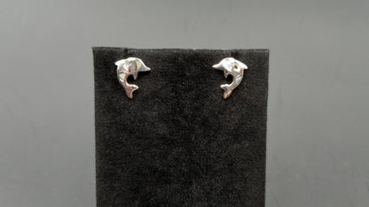 STERLING SILVER W/ ABALONE SHELL DOLPHIN PUSH BACKS EARRING