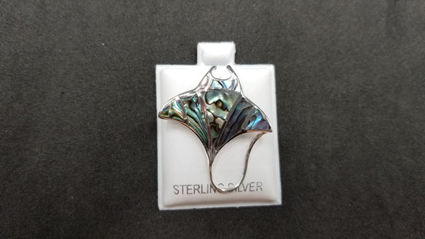 STERLING SILVER W/ ABALONE SHELL STING RAY PENDANT