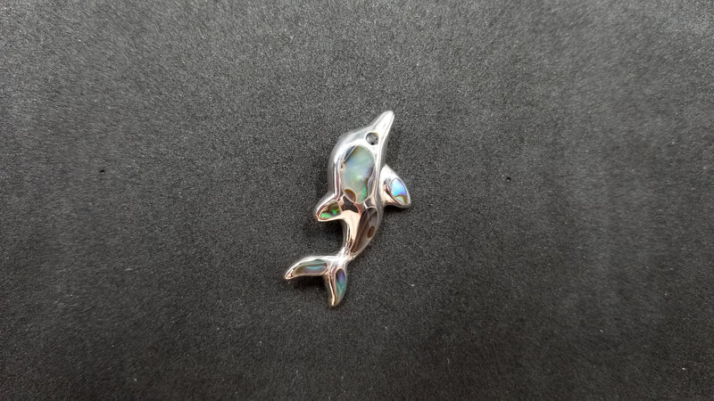 STERLING SILVER W/ ABALONE SHELL DOLPHIN PENDANT