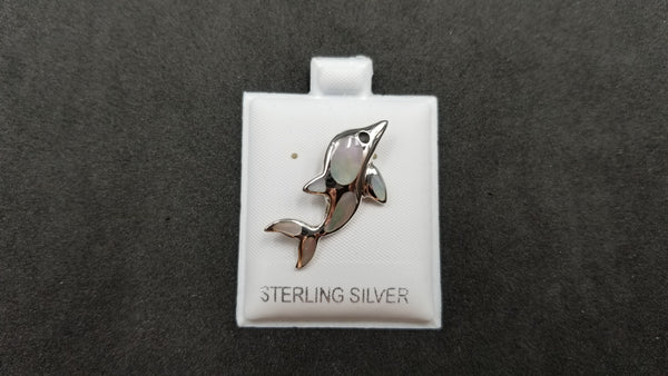 STERLING SILVER W/ MOTHER OF PEARL DOLPHIN PENDANT