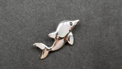 STERLING SILVER W/ MOTHER OF PEARL DOLPHIN PENDANT