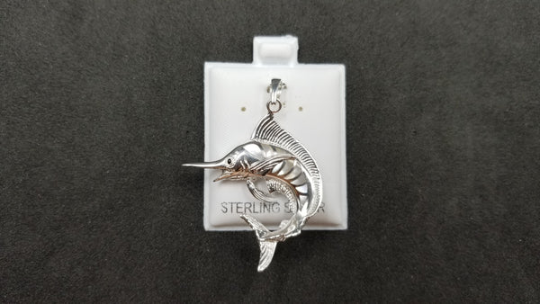 STERLING SILVER W/ MOTHER OF PEARLS MARLIN FISH PENDANT