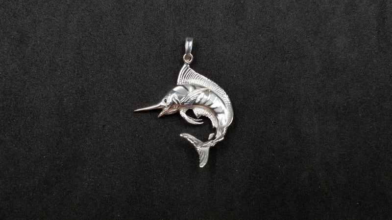 STERLING SILVER W/ MOTHER OF PEARLS MARLIN FISH PENDANT