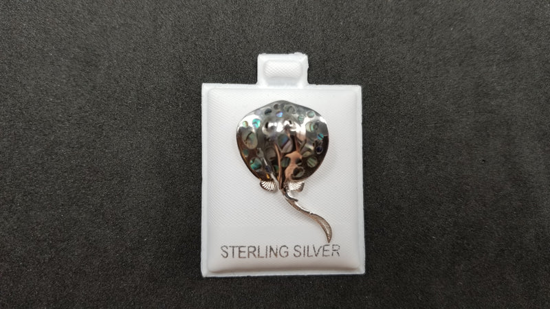 STERLING SILVER W/ ABALONE SHELL STING RAY PENDANT