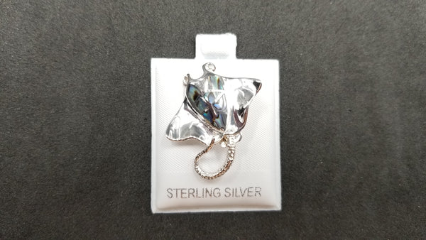 STERLING SILVER W/ ABALONE SHELL STING RAY PENDANT
