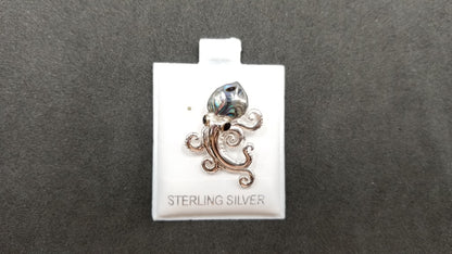 STERLING SILVER W/ ABALONE SHELL OCTOPUS PENDANT