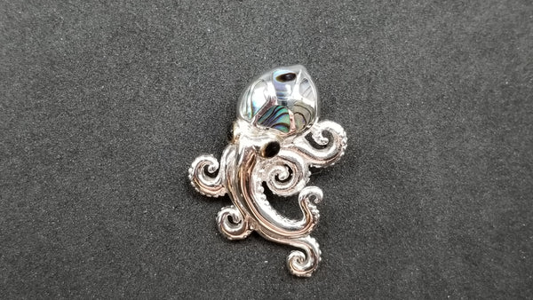 STERLING SILVER W/ ABALONE SHELL OCTOPUS PENDANT