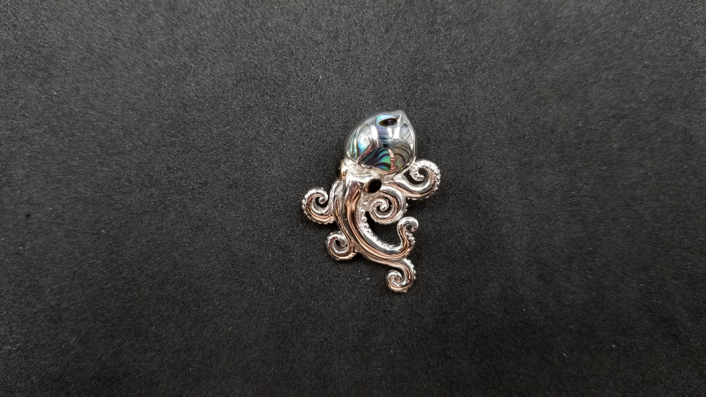 STERLING SILVER W/ ABALONE SHELL OCTOPUS PENDANT