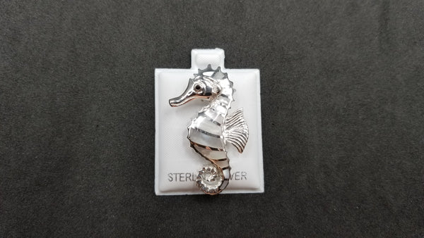 STERLING SILVER W/ ABALONE SHELL SEAHORSE PENDANT