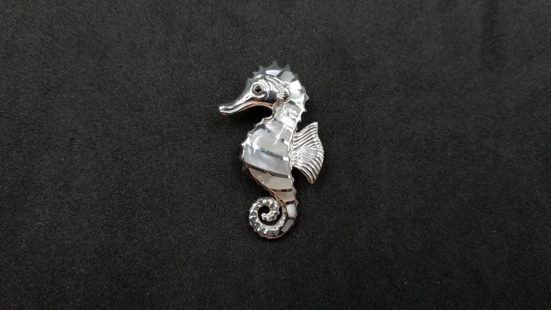 STERLING SILVER W/ ABALONE SHELL SEAHORSE PENDANT