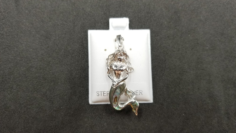 STERLING SILVER W/ ABALONE SHELL MERMAID PENDANT