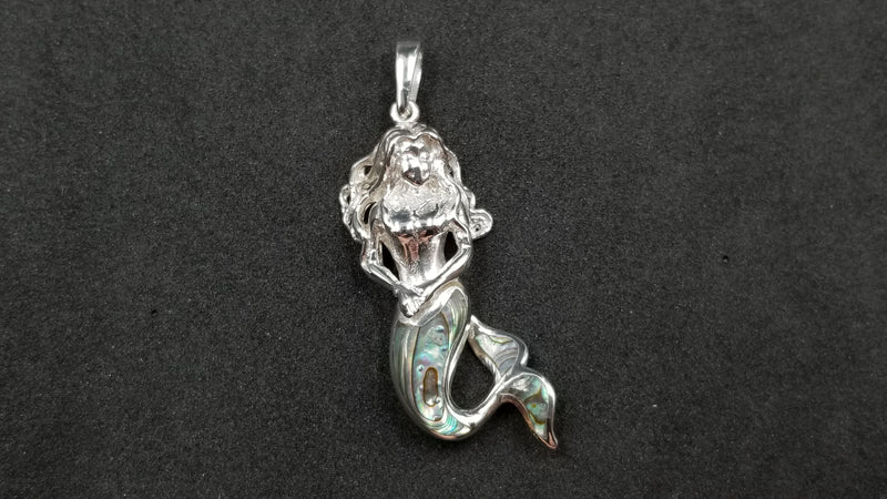 STERLING SILVER W/ ABALONE SHELL MERMAID PENDANT