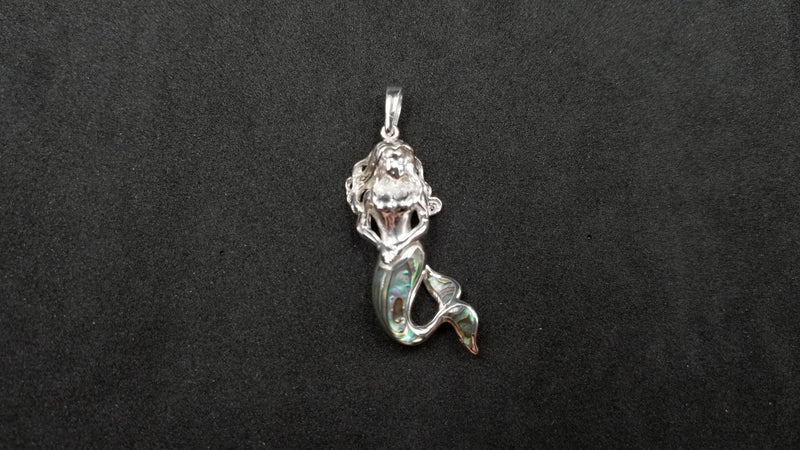 STERLING SILVER W/ ABALONE SHELL MERMAID PENDANT