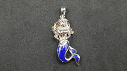 STERLING SILVER W/ LAPIS INLAY MERMAID PENDANT