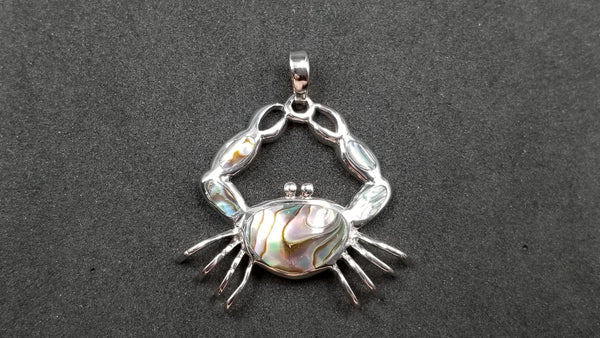 STERLING SILVER W/ ABALONE SHELL CRAB PENDANT