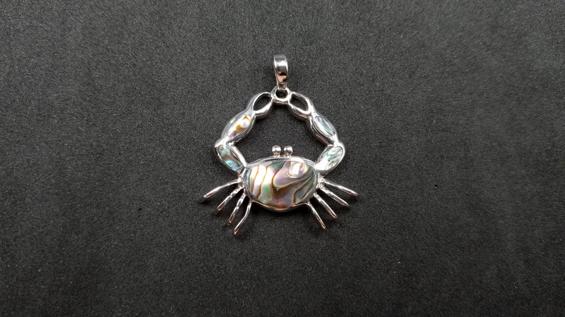 STERLING SILVER W/ ABALONE SHELL CRAB PENDANT